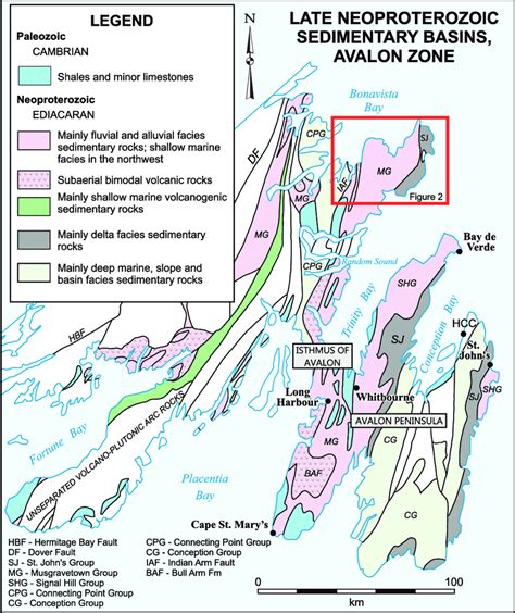 simplified geological map   avalon zone  newfoundland modified