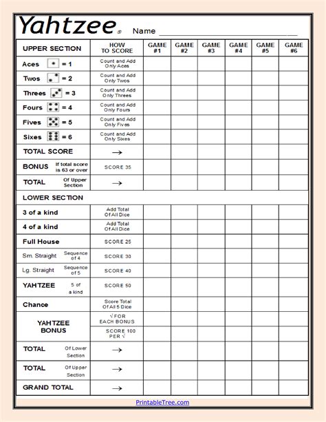 printable yahtzee score card sheets  templates