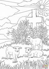 Coloring Easter Pages Lamb Cross Lambs Jesus Printable Supercoloring Colouring Adult God Getcolorings Color Sheets Choose Board Bible Through sketch template