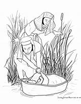 Moses Coloring Pages Basket Kids Baby Sunday School Nile Bible River Sheets Colouring Bulrushes Drawing Printable Jesus Crafts Church Preschool sketch template