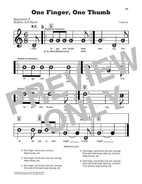One Finger One Thumb Sheet Music Traditional E Z Play Today
