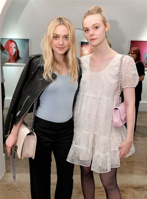 Dakota And Elle Fanning At Anton Yelchin Photography