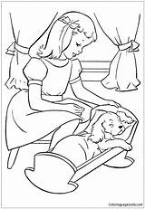 Puppy Sleep Putting Girl Coloring Pages Printable Color sketch template