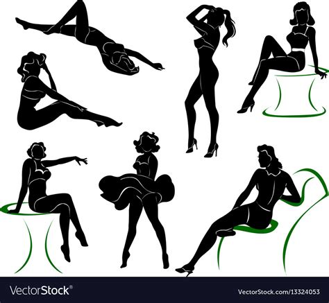 silhouette of pin up girls royalty free vector image