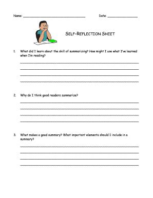 reflection sheet fill  printable fillable blank pdffiller
