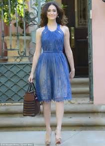 Shameless Sex Symbol Emmy Rossum Keeps It Classy In A Lacy Blue Dress
