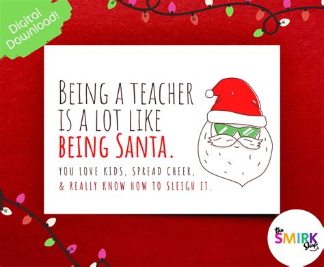 printable teacher holiday card teacher christmas card etsy