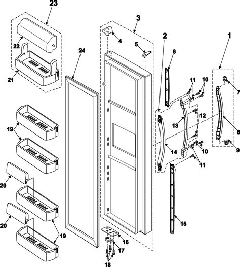 refrigerator door diagram parts list  model rswwxaa samsung parts refrigerator parts
