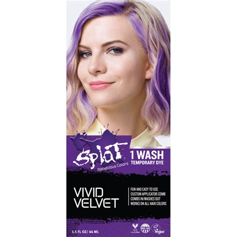 Splat 1 Wash Vivid Velvet Hair Color Temporary Bleach Free Purple Hair