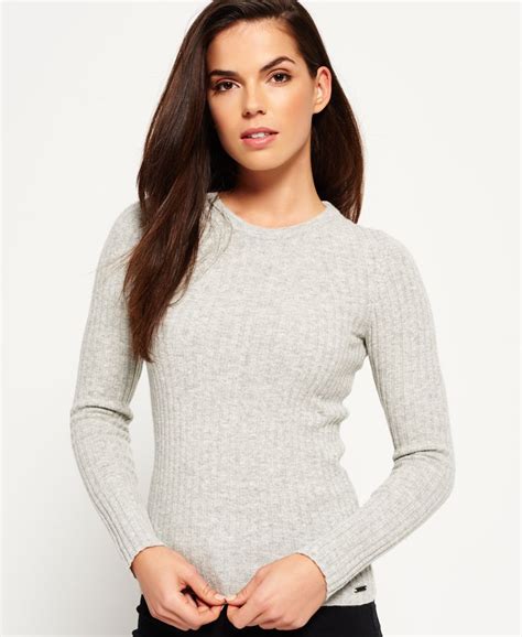 superdry luxe wollpullover mit rippstrick damen sale pullover