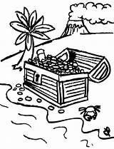 Coloring Island Pirate Treasure Drawing Chest Tropical Kids Color sketch template