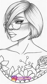 Coloring Printable Portrait Pages Girl Adult Colouring People Drawings Outline Anti Stress Drawing Sheet Clothes Visit Simple Easy sketch template