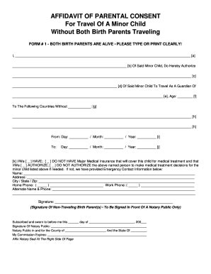 printable medical consent form  minor traveling  parents