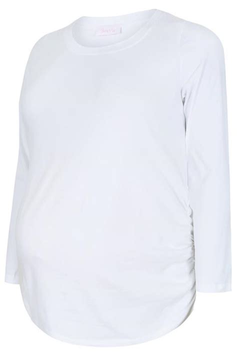 Bump It Up Maternity White Cotton Long Sleeved Top