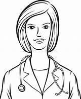 Drawing Doctor Woman Whiteboard Coloring Line Vector Illustration Medicine Getdrawings sketch template