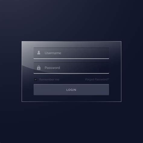 Login Template Design In Glass Style And Dark Theme