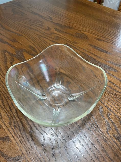 Clear Square Depression Glass Bowl Vintage Footed Glass Bowl Etsy