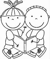 Reading Clipart Child Coloring Pages Children Books Kid School Clip Kids Book Boy Girl College Charlie Lola Wecoloringpage Childrens Clipartfest sketch template