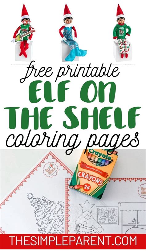 printable elf   shelf coloring pages pair