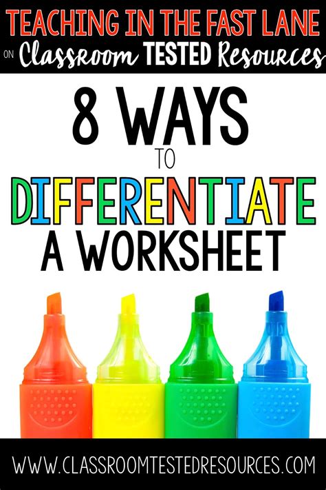 ways  differentiate  worksheet classroom tested resources