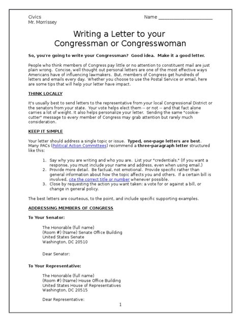 write  letter   representative united states congress united