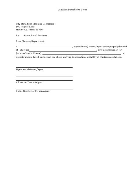 sample permission letter template