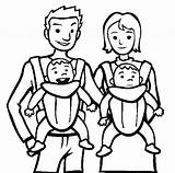 Coloring Pages Family Babies Baby Twins Printable Kids Print Template sketch template