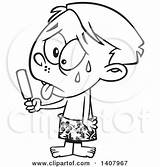 Hot Clipart Cartoon Sweating Boy Sweaty Eating Lineart Popsicle Toonaday Royalty Illustration Vector Clipground Ice Cream Small sketch template