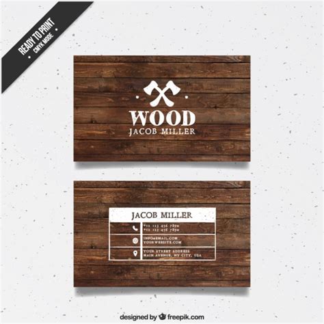 wooden business card  vector