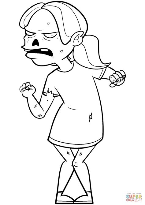 evil zombie girl coloring page  printable coloring pages