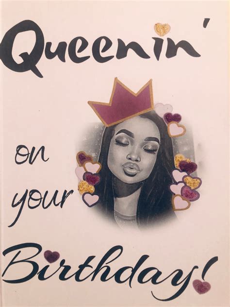 queenin queening happy birthday card black ethnic woman etsy