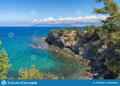 baths  aphrodite sea view  blue sky  sea cyprus stock photo