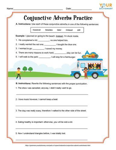 conjunctive adverb worksheets