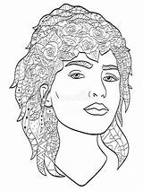 Beautiful Coloring Vector Adults Sketch Hair Long Girl Zentangle Illustration Preview sketch template
