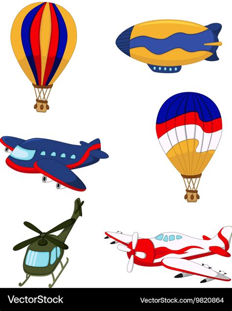 air transportation set cartoon royalty  vector image