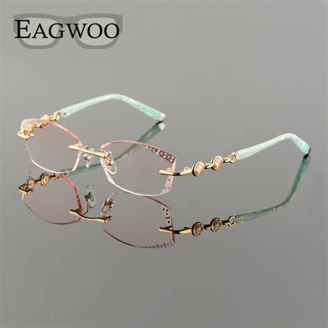 titanium alloy eyeglasses women rimless prescription reading myopia