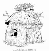 Straw Hut Coloring Template Shutterstock Pages sketch template