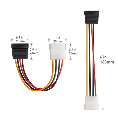 buy cable matters  pack  pin molex  sata power cable sata  molex  inches