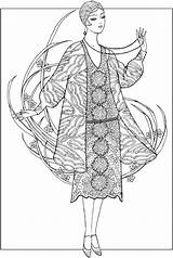 Coloring Pages 1920s Fashion Haven Creative Book Color Dover Jazz Fashions Publications Age Deco Adult Colouring Books Ming Kleurplaten Women sketch template