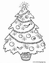 Christmas Coloring Decorated Tree Pages sketch template