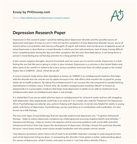 depression research paper  words phdessaycom