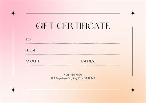 word gift certificate template
