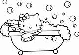 Coloring Kitty Hello Pages Bath Colouring Bathtub Kids Printable Color Bubble Girls Shower Sheets Cute Designlooter Drawings Online Today Visit sketch template