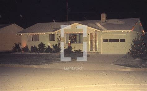 christmas lights   vintage house photo lightstock