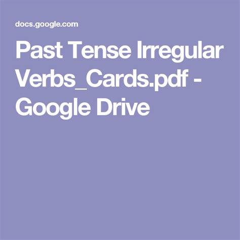 tense irregular verbscardspdf google drive