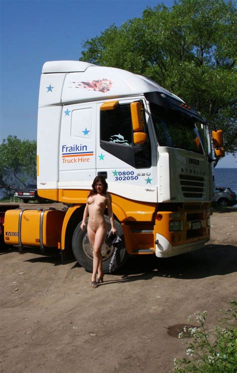 russian girl undresses next to the truck russian sexy girls