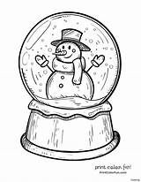 Globe Snow Drawing Snowman Coloring Christmas Pages Winter Globes Colouring Color Sheets Print Theater Template Kids Printable Card Drawings Printcolorfun sketch template