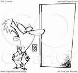 Businessman Elevator Waiting Royalty Outline Illustration Cartoon Rf Clip Leishman Ron Clipart sketch template
