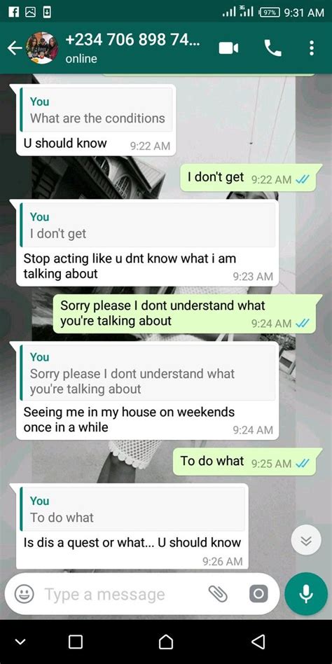 nigerian lady shares screenshot of whatsapp chat she had with a man who