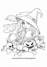 Coloring Pages Witch Halloween Adult Printable Ausmalen Printables Witches Colouring Dibujos Coloriage Ausmalbilder Colorear Para Drawings Color Hexe Samhain Book sketch template